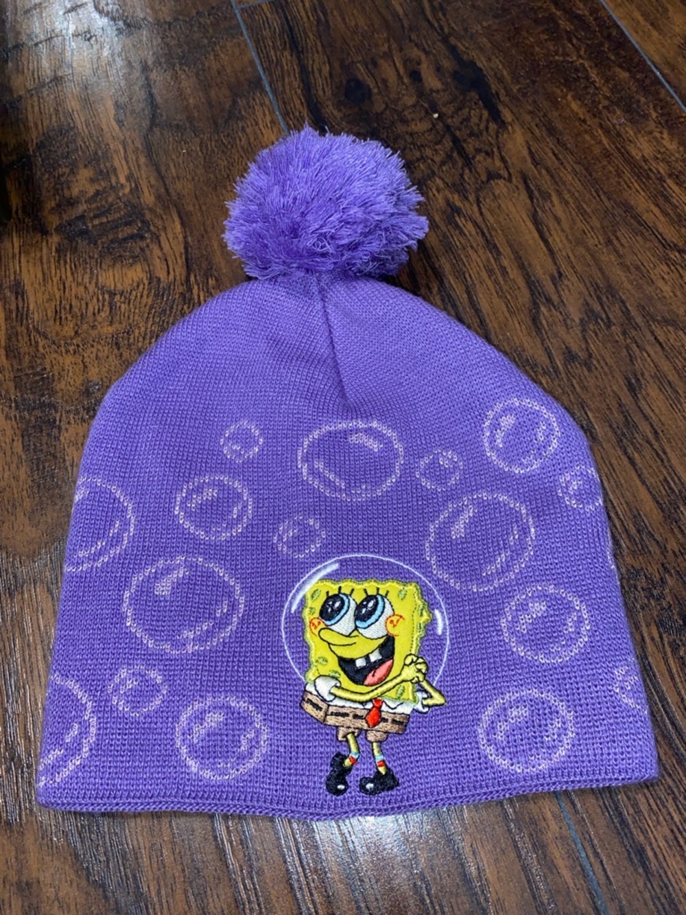 Nickelodeon Purple Spongebob Pom Pom Beanie Hat
